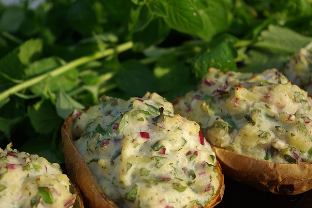 Pomme de terre farcie épinards et jambon